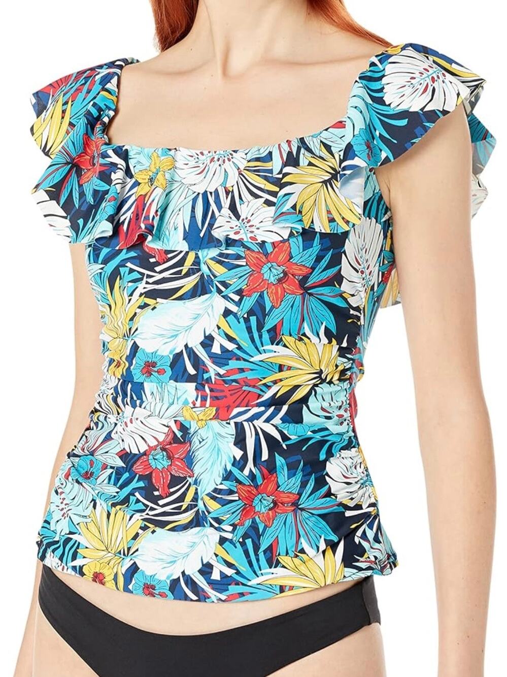 Tommy Hilfiger Aloha Sky Captain Ruffle Tankini Top XS NWT